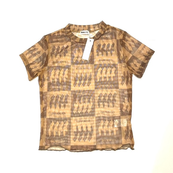 Inamorata Bambi Sheer Checkered Baby Tee - Picture 2 of 10